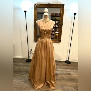Champagne gold pageant dress ball gown prom homecoming formal bridesmaid social